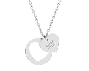 Engravable Heart Cutout Necklace, Personalized Heart Pendant