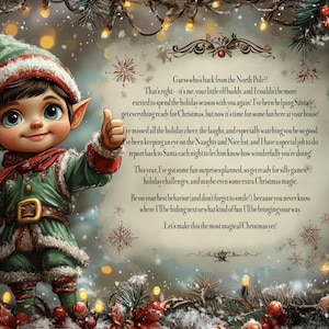 Carta del duende navideño "¡He vuelto!": divertida y divertida descarga digital navideña