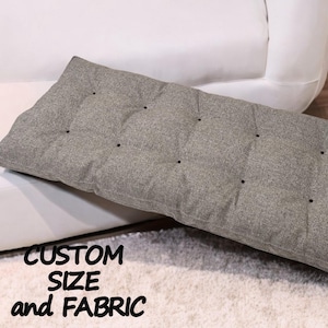 Custom bench cushion, linen fabric, very comfortable, wear-resistant, with ties, indoor or outdoor, water-repellent fabric available