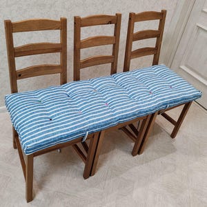 Handmade Bench Cushion with Ties, Custom Chair or Window Seat Pad, Linen, Velour, Cotton, Eco-Friendly