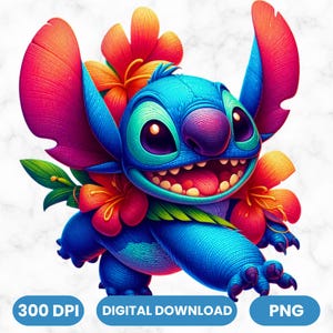 Cartoon Clipart PNG: Watercolor Floral Design (Digital Download)