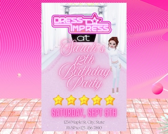 Dress to Impress Roblox Birthday Invitation Template, Editable Printable Customizable, Instant Download, Birthday Party Invitation, DIY Card