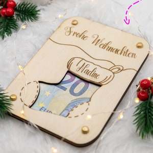 Holzkarte/Personalisierbar/Geldgeschenk/Weihnachtsgeschenk/Weihnachtskarte/Weihnachtsstrumpf/Holz/Lasergravur/Christmas/Weihnachten/Geschenk
