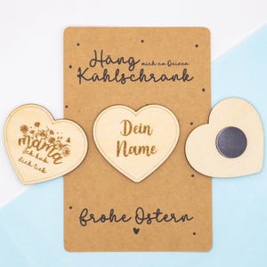 Ostern Geschenkidee Personalisiert Osterkarte Holz Lasergravur Kühlschrankmagnet Handgefertigt Herz Magnet Karte Aufmerksamkeit Mitbringsel