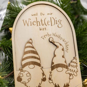 Holzwichtel/Wichtel/Holzkarte/Geschenkkarte/Wichtelgeschenk/Weihnachtswichtel/Holz/Lasergravur/Weihnachten/Gnome/Weihnachtskarte/Wichtelig