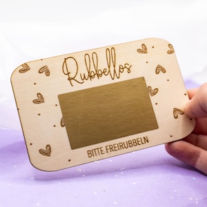 Rubbellos Gutschein aus Holz Geschenkidee Glückslos personalisiert Holzkarte Geburtstag Muttertag Vatertag Babyparty Gravur oder DIY-Set