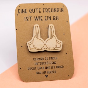 Beste Freundin lustige Geschenkidee Freundschaft Holz Dankeschön Geschenkkarte Mitbringsel originell für Mädels Geburtstag Motiv BH Dessous