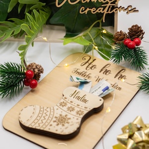 Holzkarte/Personalisierbar/Geldgeschenk/Weihnachtsgeschenk/Weihnachtskarte/Baumschmuck/Ornament/Holz/Lasergravur/Christmas/Weihnachten