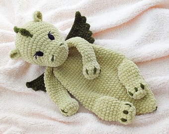 Pattern Crochet Dragon, Snuggle Dragon, Cute Dinosaur, Amigurumi Toys, Dragon Lovey, PDF Tutorial in English, Plush Dragon for gift Baby.