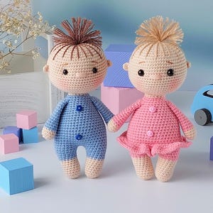 Crochet Mini Dolls Pattern, Amigurumi Doll Crochet Pattern, Cute Doll Pattern, PDF Tutorial in English, lovey Toys, Soft Doll for baby.