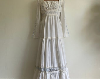 Vintage jaren '70 Gunne Sax Prairie, bruids, festival, cottagecore maxi-jurk