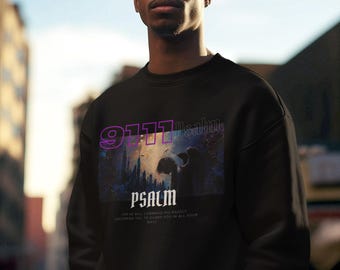 Angel Protection Psalm 91:11 Christian Gildan SF000 Fleece Crew Sweatshirt