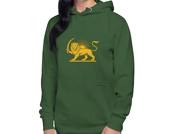 Löwen- und Sonnen-Emblem Hoodie - Kulturelles Erbe Grafik-Sweatshirt - Unisex Soft Fleece-Pullover