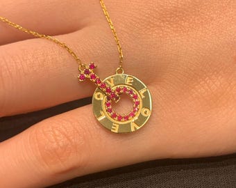 18k Gold Love Ruby Pendant Necklace: Elegant Birthstone Jewelry