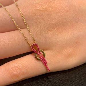 18K Gold Natural Ruby Necklace July Birthstone Ruby Pendant 14K Solid Gold Necklace Birthday Jewelry Gift Christmas Gift for Her