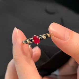 Minimalist Genuine Ruby Stacking Ring Gemstone Ring 18k Solid Gold Ruby Wedding Band Ruby Ring July Birthstone Ring Gift for Her
