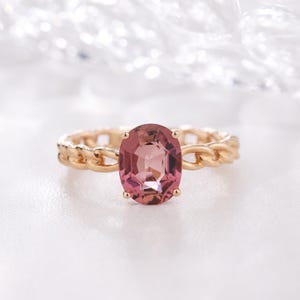 18k or 14k Solid gold Tourmaline Ring, Natural Tourmaline, Oval Cut Tourmaline Ring, Pink Tourmaline, October Birthstone Ring