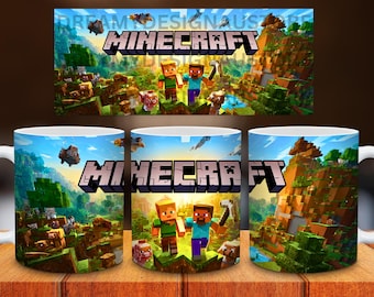 Cartoon Mug Wrap, Kids Gaming Mug Sublimation Design (Digital Download)