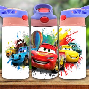 Car 12 Oz tumbler wrap, Cartoon Tumbler png, Car Sippy Cup 12oz, Race Cars Flip Top Tumbler, 12oz Kids Racing Cars Tumbler Wrap Design PNG