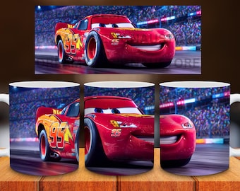 Envoltura para taza de McQueen: PNG de sublimación de 325 ml y 400 ml (descarga digital)