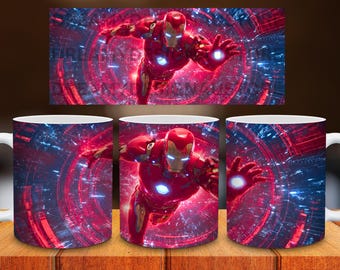 Superhero Mug Wrap PNG | Iron Man Design (Digital Download)