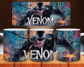 Superhero Venom Mug Wrap: 11oz & 15oz Sublimation PNG (Digital Download)