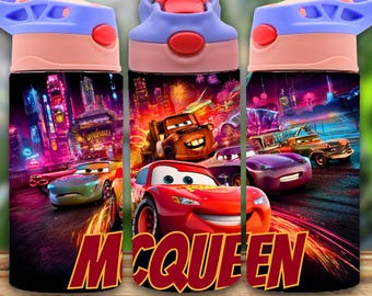 Kids Race Cars 12oz Tumbler Wrap, Sublimation Design (PNG Digital Download)