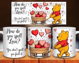 Valentine Mug Wrap PNG, 11oz Mug Wrap Png, Happy Valentine Day 15oz Coffee Mug Png, Valentines Love Couple Design, Digital Download