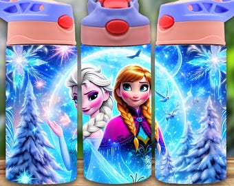 Princess Sippy Cup Tumbler Wrap: 12oz Kids Sublimation Design (PNG File)