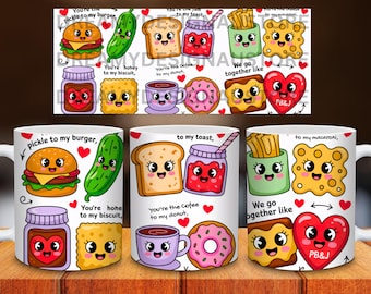 Funny Food Pun Mug Wrap PNG, 11oz & 15oz Valentine Cup Wrap Sublimation Designm, Couples Valentine Coffee Mug Design, Digital Download
