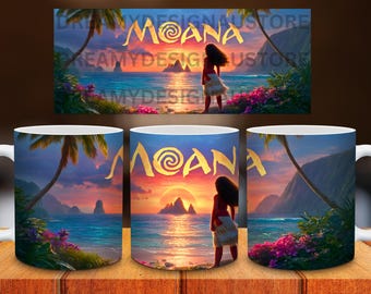 Moana Mug Wrap: Princess Sublimation Design (Digital Download)