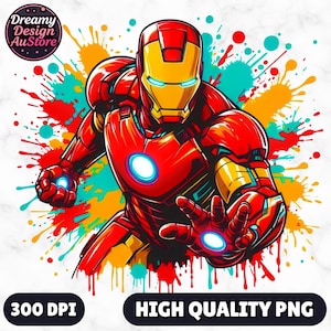 Superhero PNG, Watercolor and splash Png, Birthday, Digital design PNG file for sublimation, High Resolution, Instant Digital Download