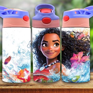 Princess 12oz Flip Top Tumbler wrap, Princess Moana Tumbler Design, School Supplies, Birthday Gift, Sublimation Design, Digital Download