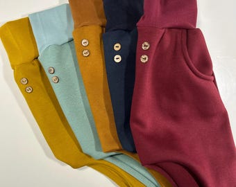 Warme kuschelige handgefertigte Pumphosen, Mitwachshose aus Wintersweat gr. 56/62 - 152/158, perfekt für den Herbst, mit oder ohne Taschen