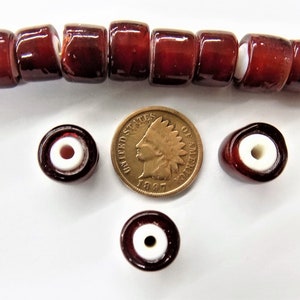 White Hearts Blood Red  Antique  Trade Beads { 17 } Museum Quality Reproductions T2713