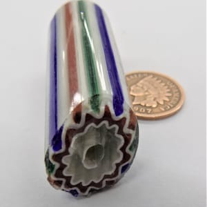 RARE Actual Original Venetian Chevron Trade Bead Bead  Cane Murano Candy Stripe