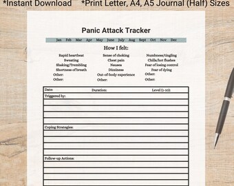 パニック発作トラッカー PDF – メンタルヘルス、セルフケア（デジタルダウンロード）