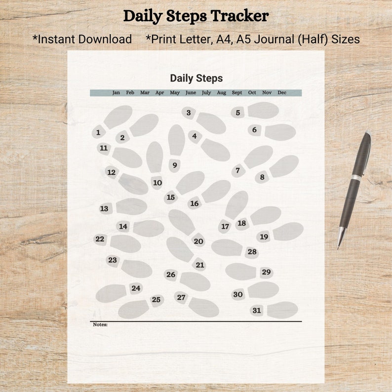 Daily Steps Tracker Printable: Fitness Goal Tracker (digital Download ...