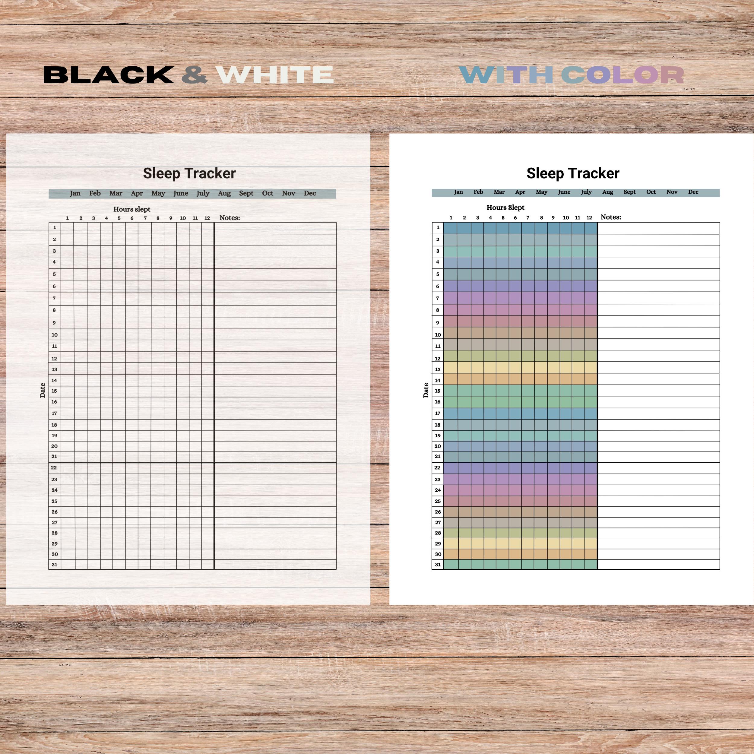 Printable Sleep Tracker With Notes: Visual Monthly & Yearly Log ...