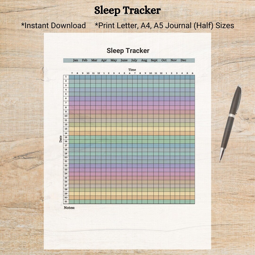 WITH FREE GIFT - Sleep Tracker With Color – Visual Tracking, Printable ...