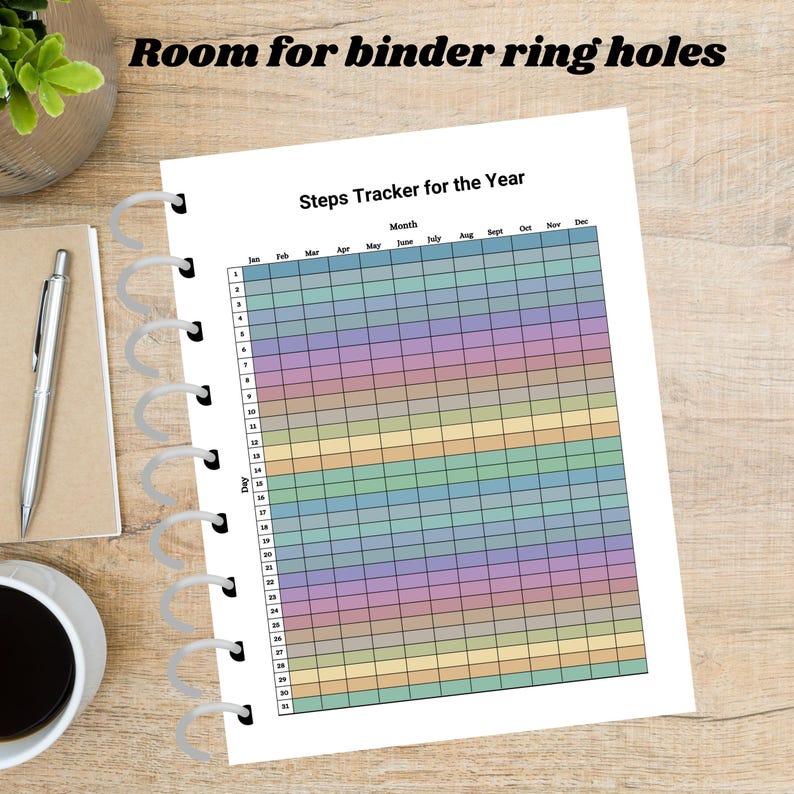 Steps Tracker Color In Printable Yearly Steps Tracker: Fitness Goal Log (digital Download) - Etsy
