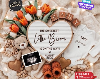 Anuncio de bebé de primavera, anuncio de embarazo digital, ideas para revelar el embarazo de primavera, revelación del bebé, plantilla de Instagram de descarga instantánea