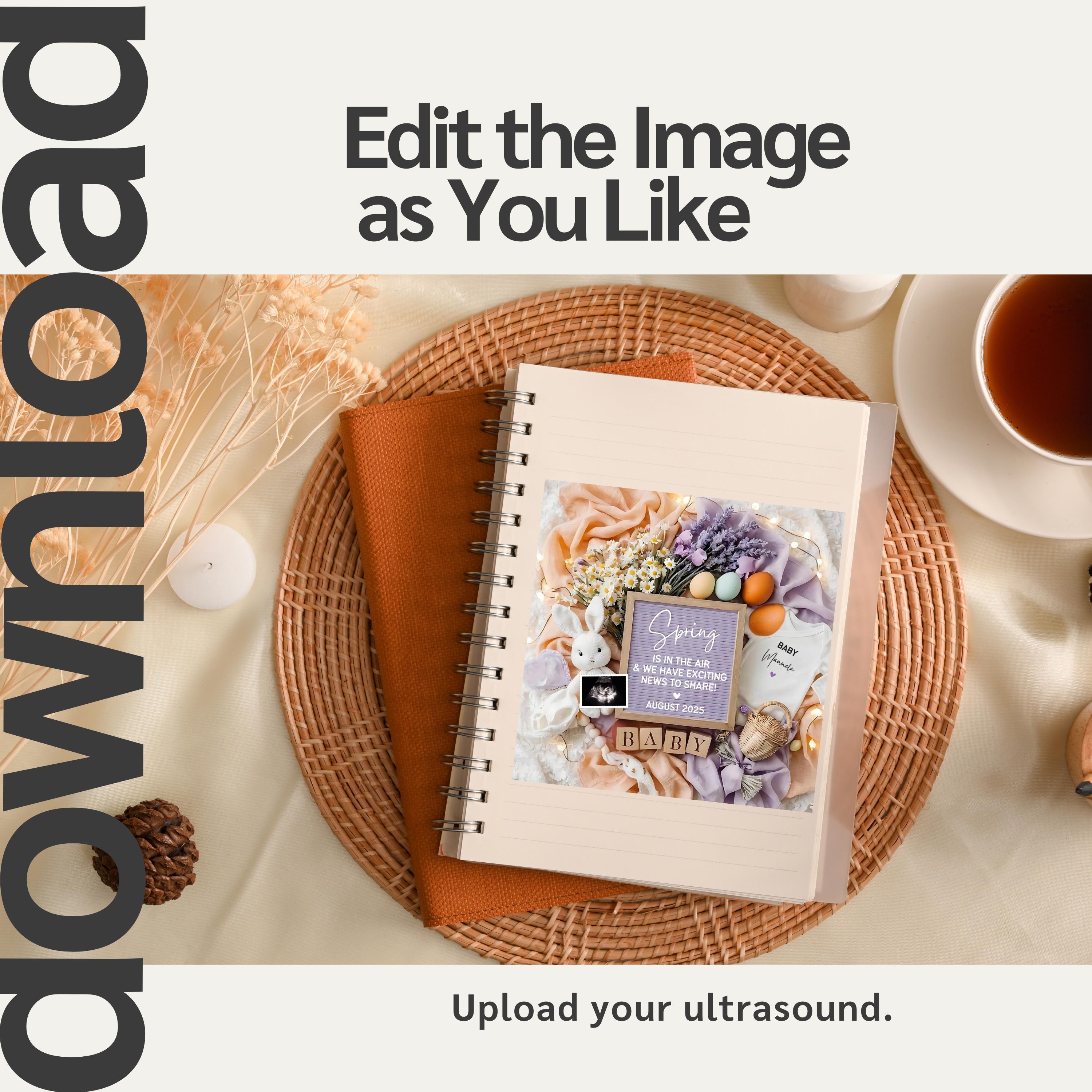 Spring Pregnancy Announcement Digital, Baby Announcement Easter ...