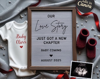 Valentinstag Schwangerschaftsankündigung Digital, Schwangerschaftsankündigungsvorlage, Valentine Baby Simple Gender Neutral Reveal Social Media