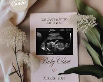 Digital Pregnancy Announcement, Baby Reveal, Editable Social Media Template, Gender Reveal, Boho Pregnancy Announcement, Modern Minimalist