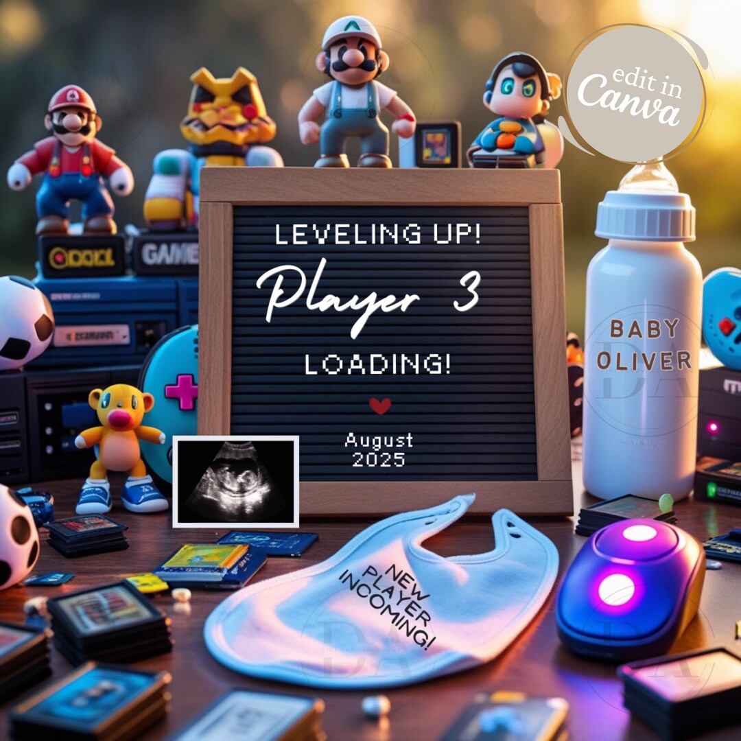 Player 2 Loading Gamer Baby Pregnancy Announcement, Social Media Reveal, Baby Boy Gender ...