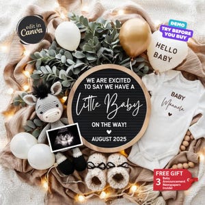 Pregnancy Announcement Digital, Boho Baby Announcement, Baby Reveal, Editable Social Media Template, Gender Neutral Reveal, Zebra