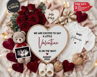 Valentines Day Pregnancy Reveal, Little Valentine Baby Announcement Template, Pregnancy Gender Announcement, February Baby Reveal