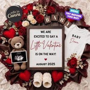 Valentines Day Baby Announcement Digital, February Pregnancy Announcement, Simple Baby Arrival Reveal, Editable Social Media Template