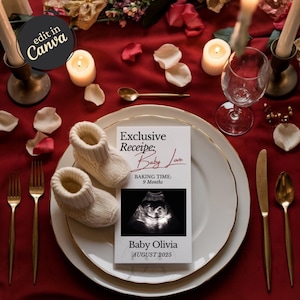 Valentines Day Pregnancy Announcement, Digital Baby Announcement, Romantic Dinner Valentine Baby Gender Neutral Reveal Social Media Template